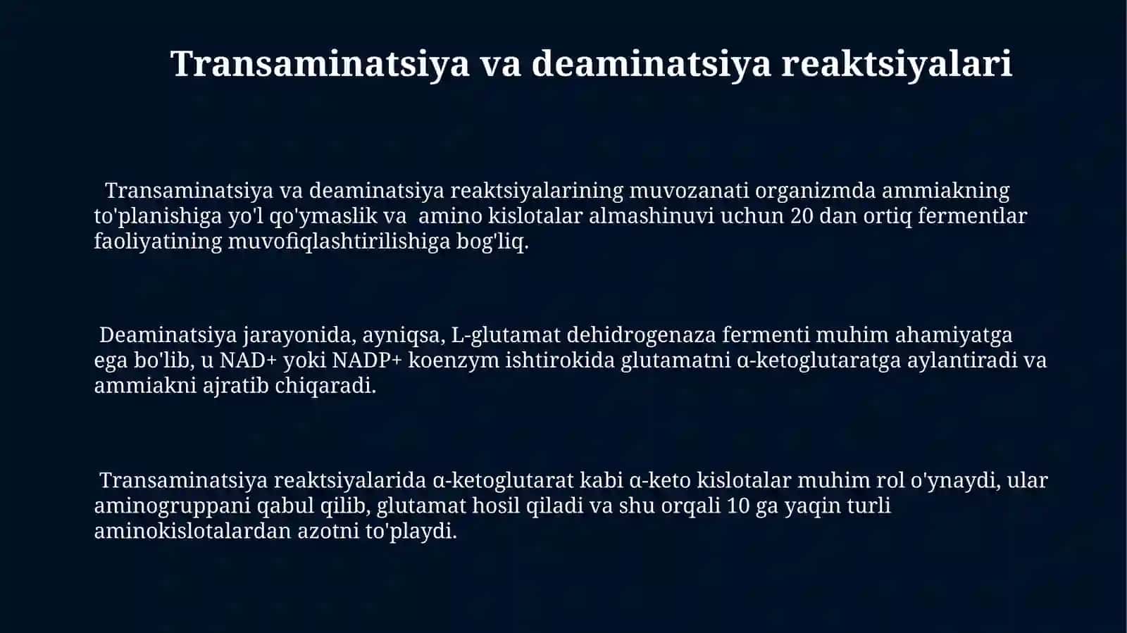 Aminokislotalar almashinuvida 3