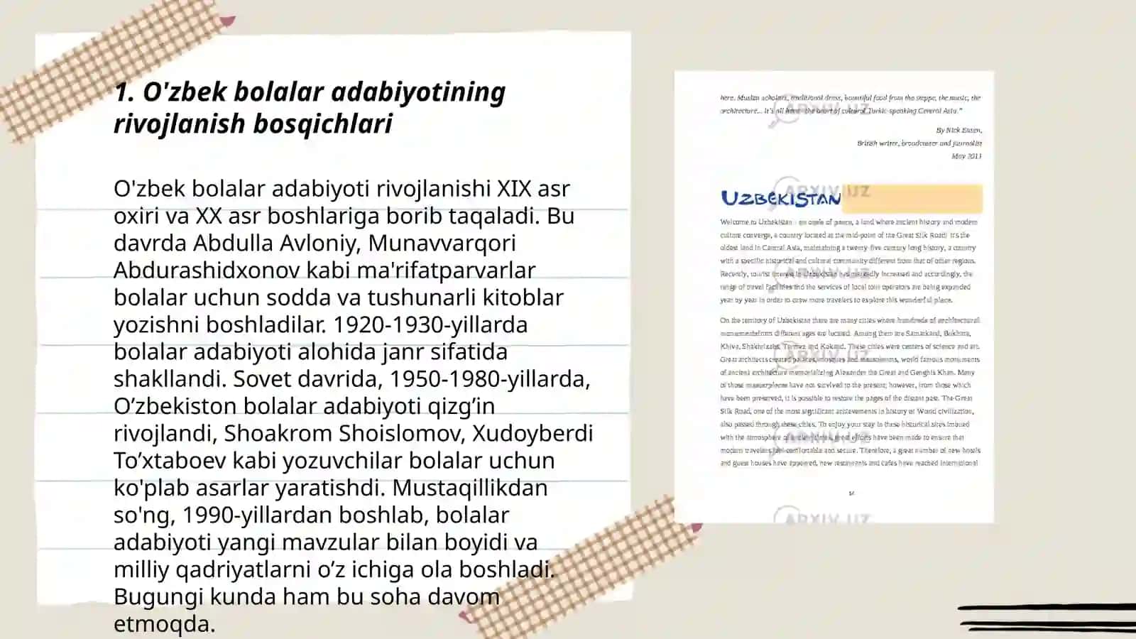 O'zbek bolalar adabiyoti rivojlanishi 3
