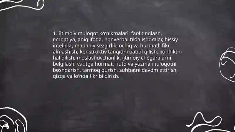 Ijtimoiy muloqot ko'nikmalari 3