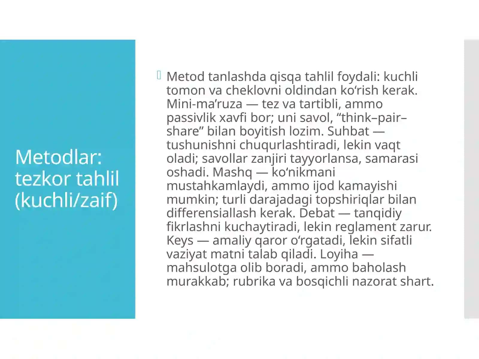 Ta’lim metodlari va vositalari 3