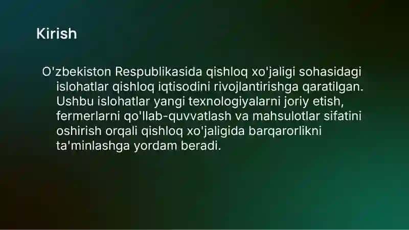 O'zbekiston Respublikasida qishloq xo'jaligidagi islohatlar 3