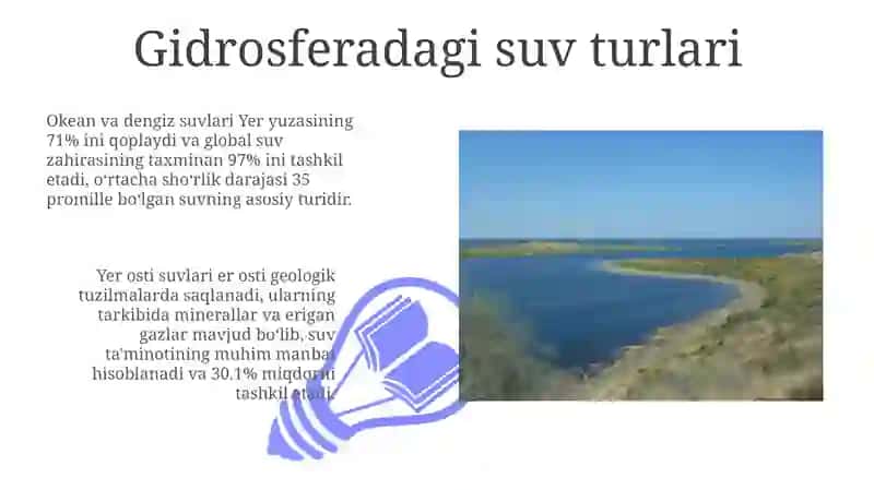 Gidrosferadagi suvning turlari va uning suv zaxiralari 3