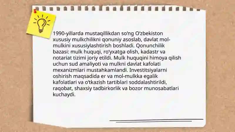 Iqtisodiy islohotlar xususiy mulkchilikning shakllanishi 3