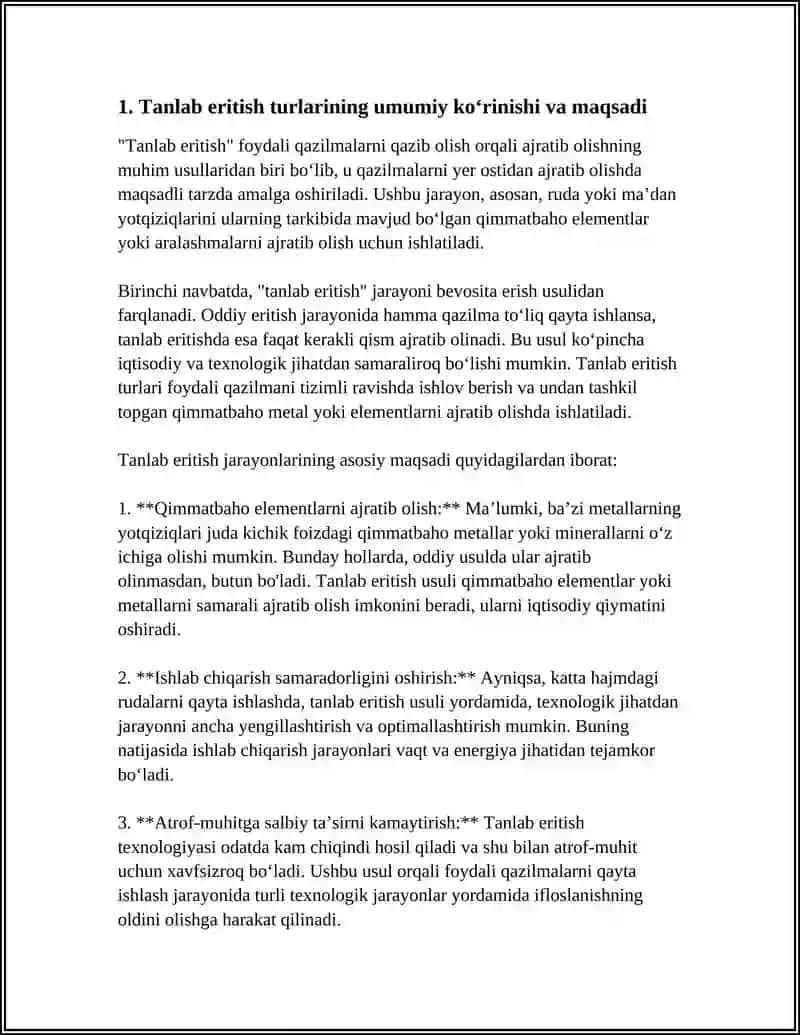 FOYDALI QAZILMALARNI TANLAB ERITISH TURLARI HAQIDA DASTLABKI MA’LUMOTLAR 3
