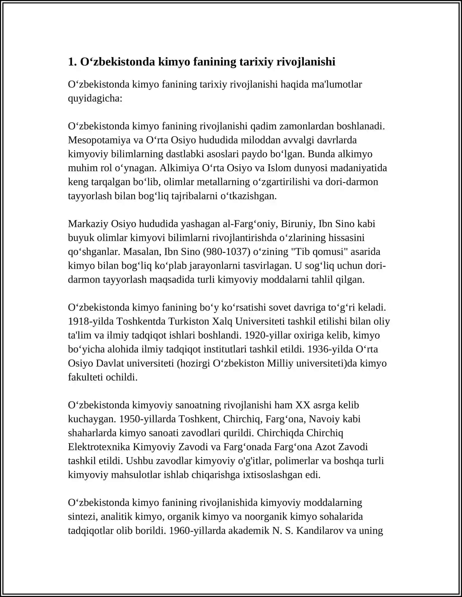 Oʻzbekistonda Kimyo Fanining Rivojlanishi 3