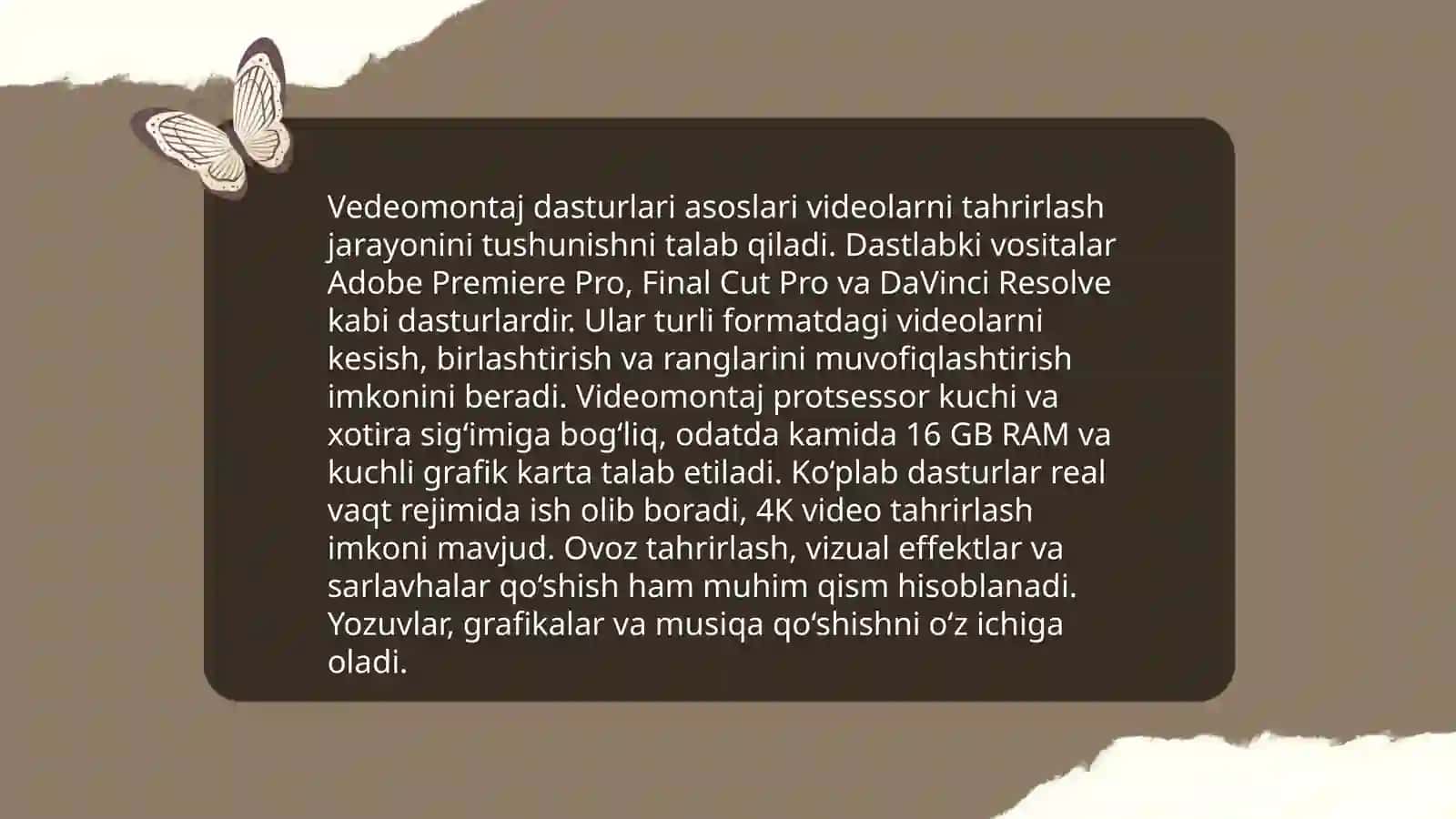 Ovoz va video lavhalarga ishlov berish Vedeomontaj dasturlarida ishlash 3