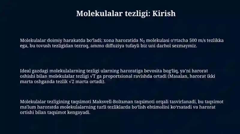 Malelulalarning tezliklari 3