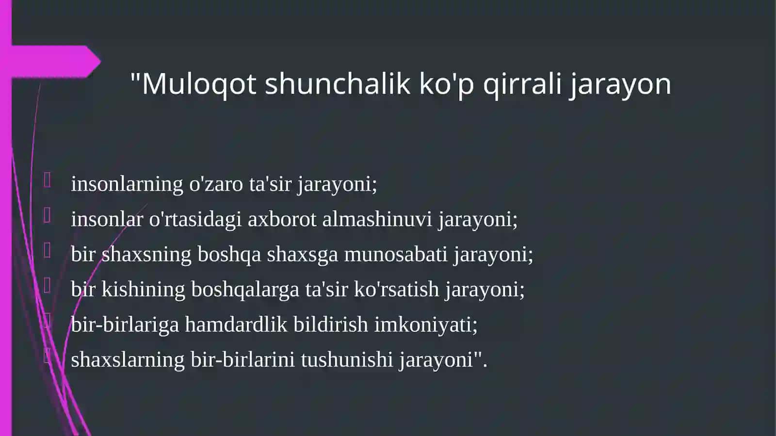SHAXSLARARO MUNOSABATLARNING TURLARI 3