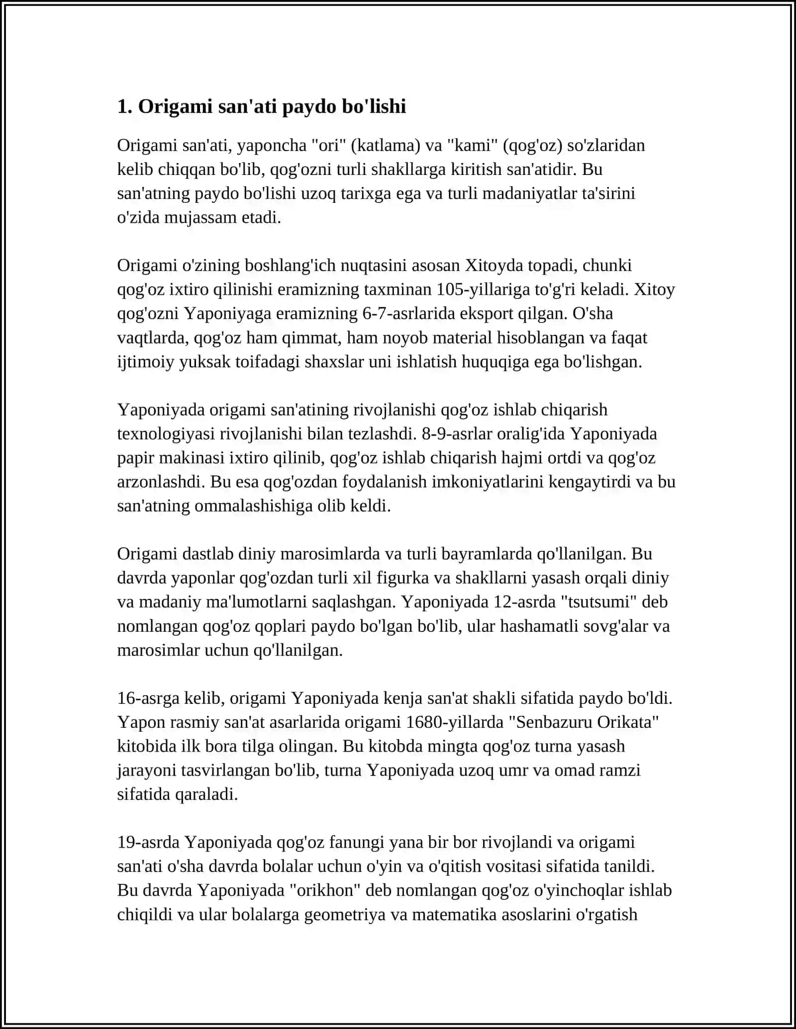 ORIGAMI SANATINING RIVOJLANISH TARIXI 3