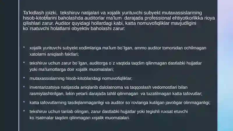 Auditorlik hisoboti va uning tarkibi 3