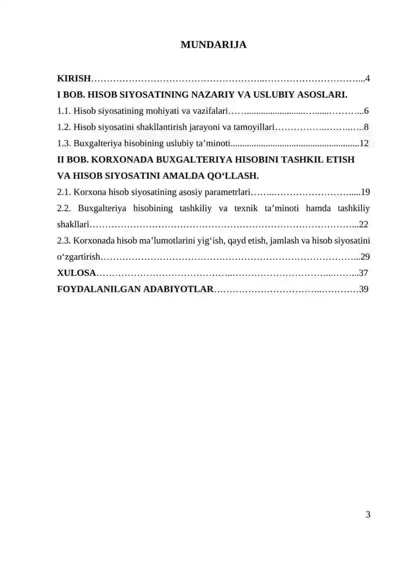 Korxonaning hisob siyosati 3