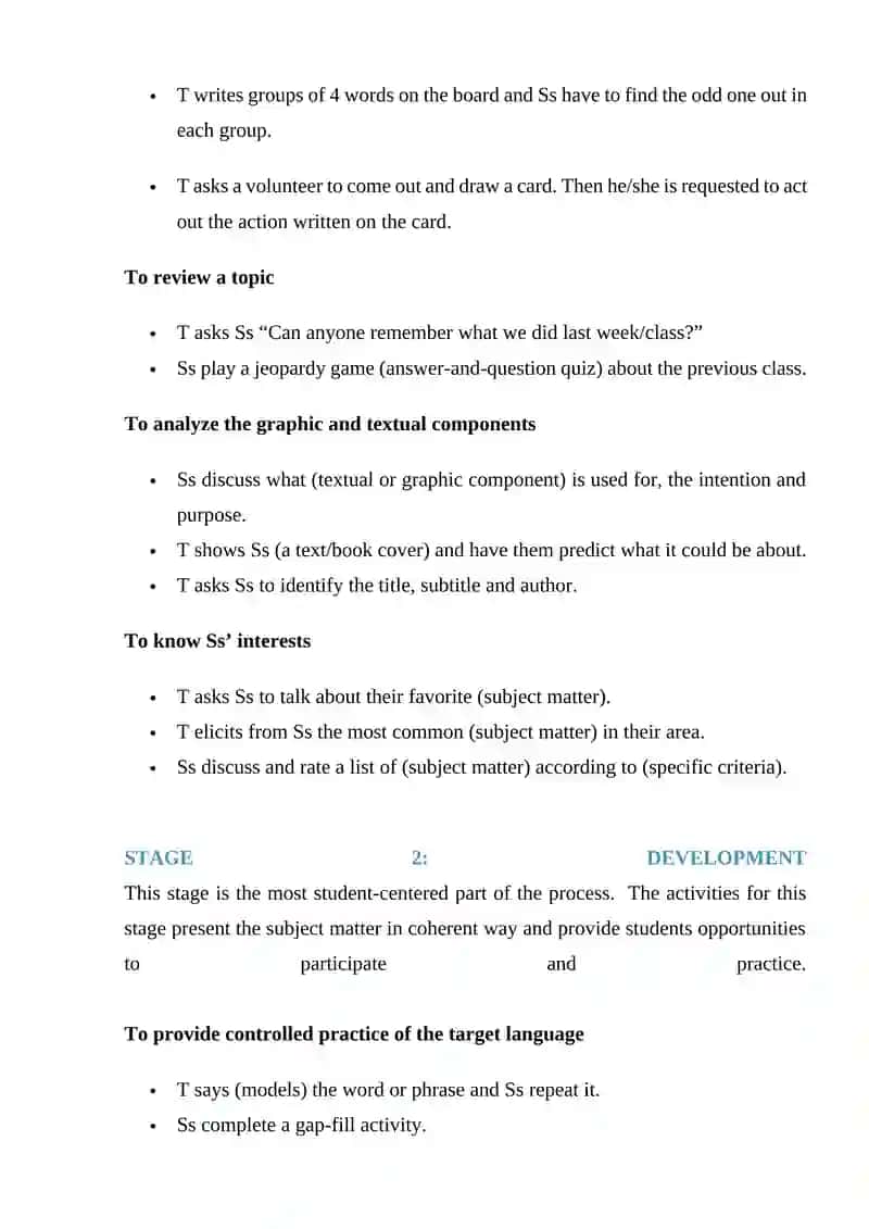 Lesson Plan Stages 3