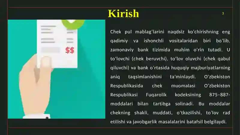 Cheklar bilan hisob-kitob qilish 3