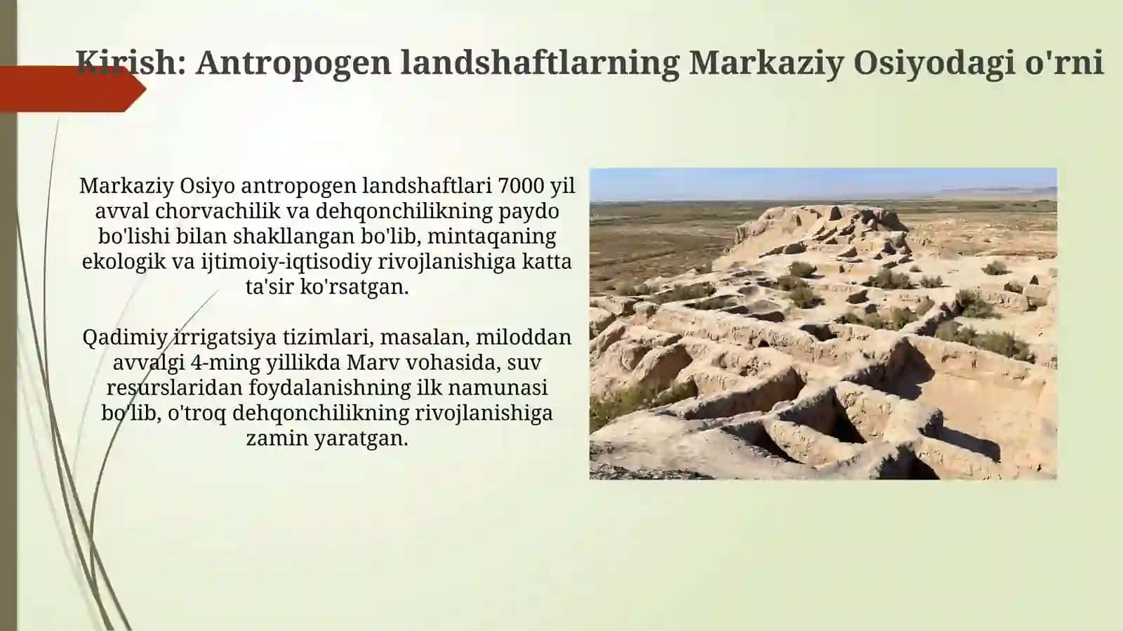 Antropogen landshaftlarning Markaziy Osiyodagi o'rni 3