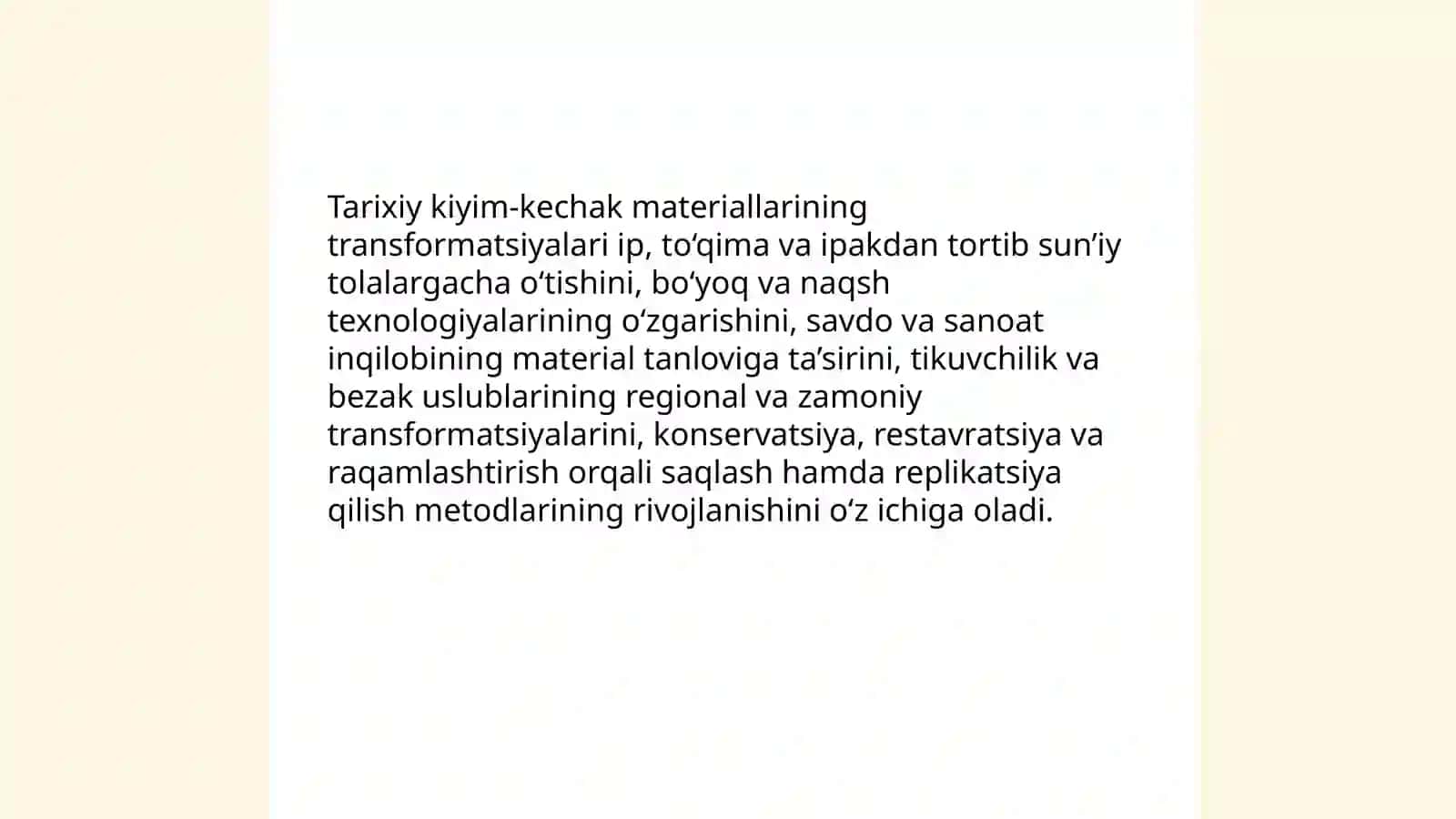 Moddiy madanyatdagi transformatsiyalr kiyim kechaklar boyicha 3