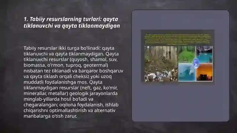 Tabiiy Resurslar va Ulardan Oqilona Foydalanish 3