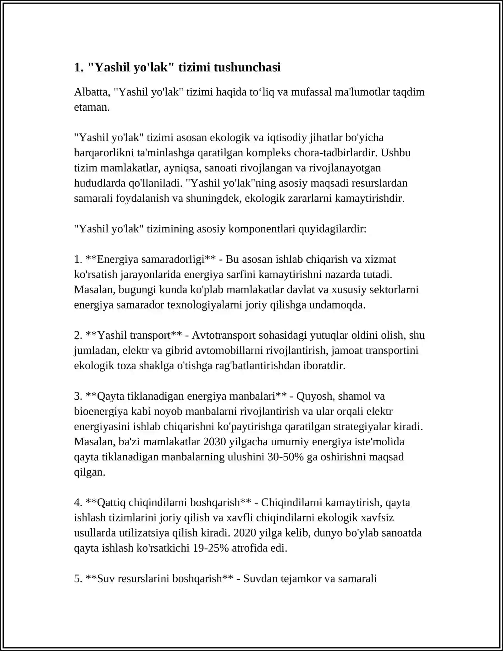 Yashil yo'lak tizimi 3