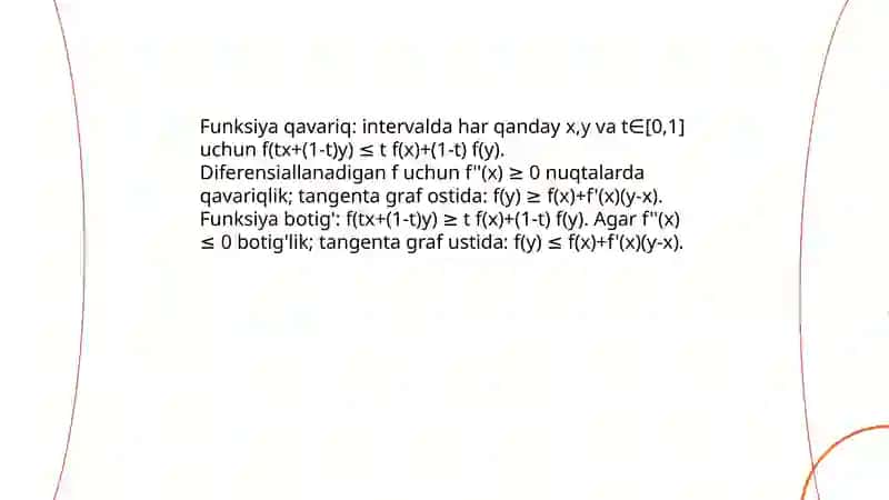 Funksiyaning qavariq va botig'ligi 3