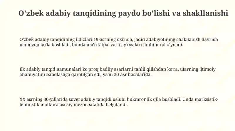 O'zbek adabiy tanqidining paydo bo'lishi va shakllanishi 3
