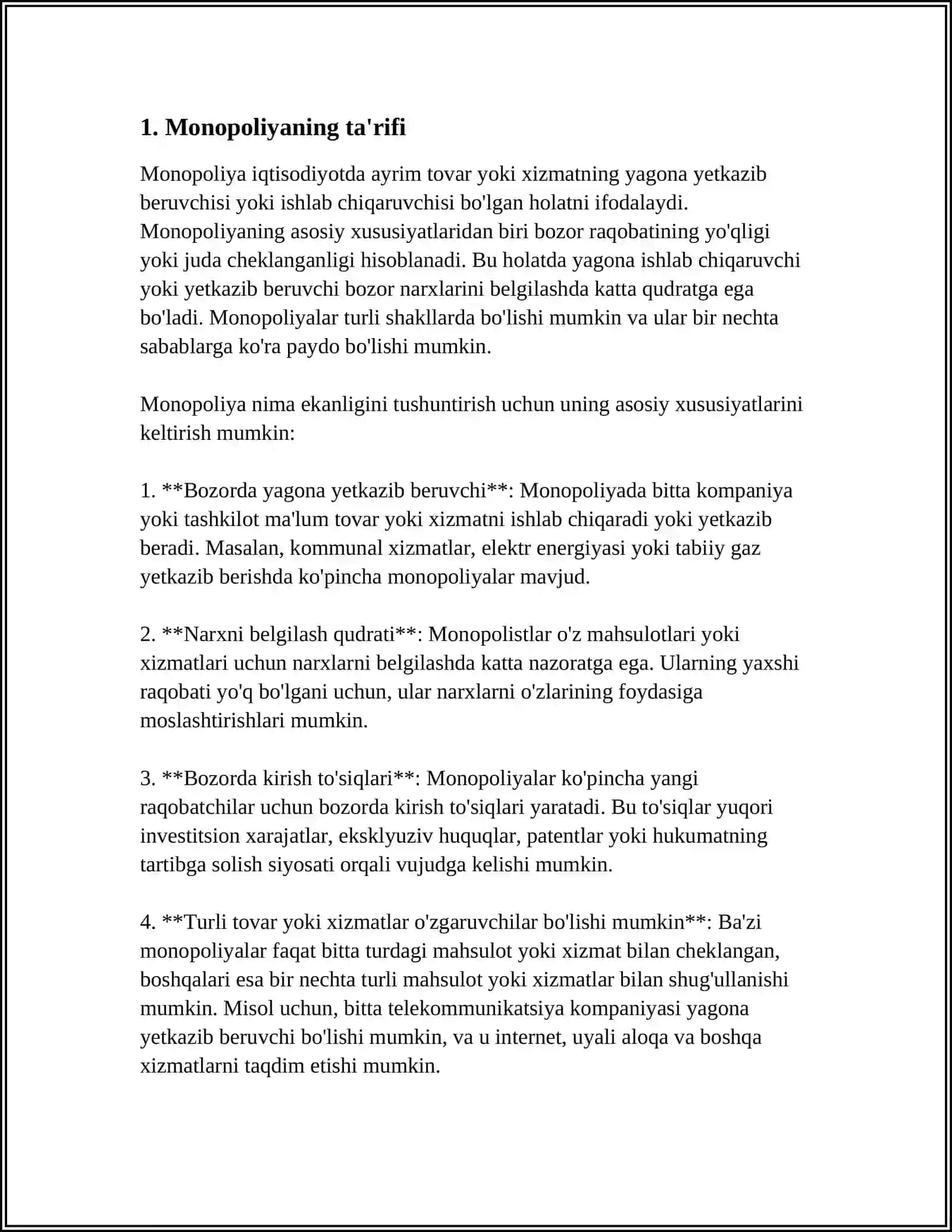 MANOPOLIYANING MOHIYATI VA TURLARI 3