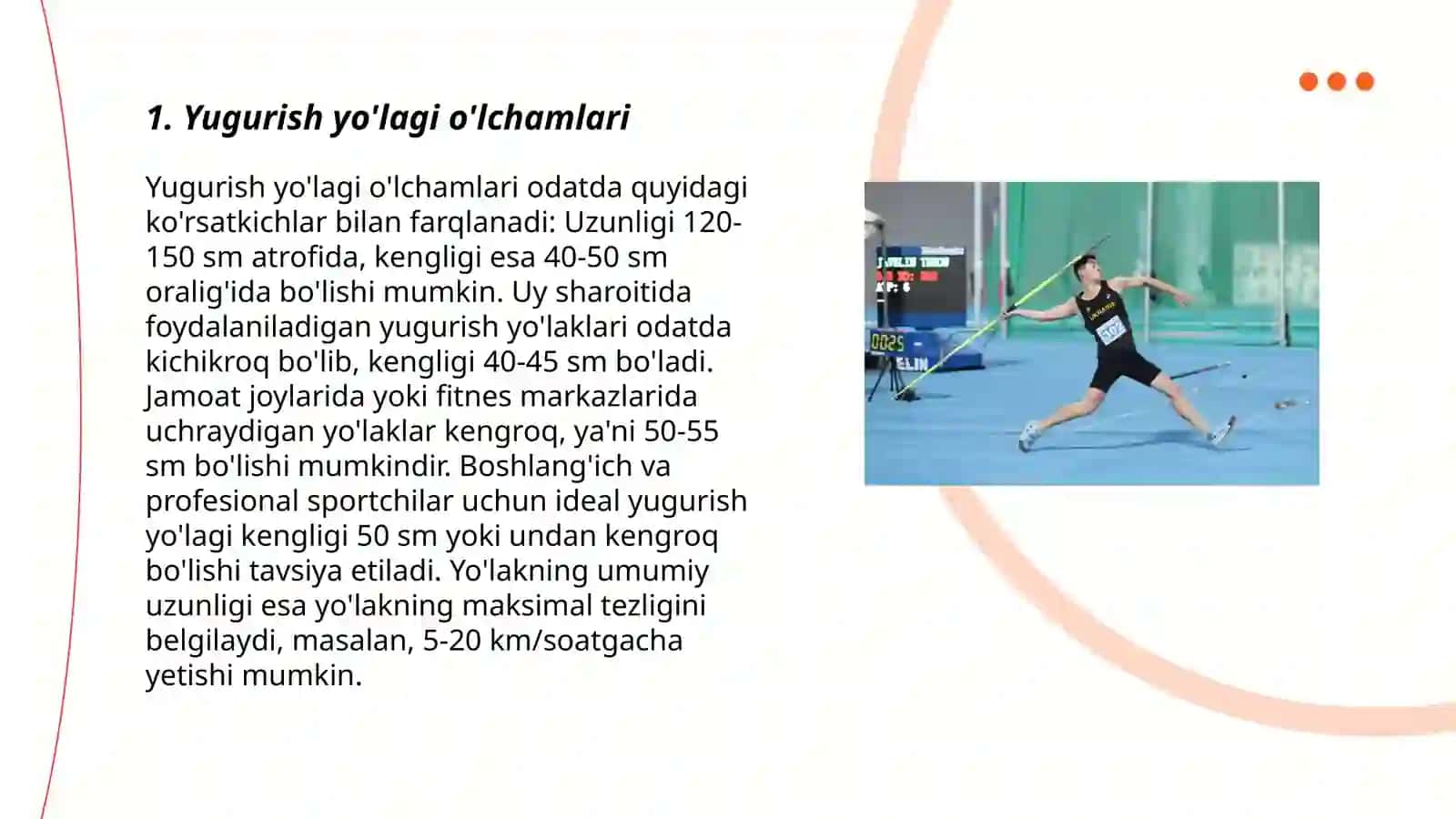 Yugurish yo'lagi o'lchamlari 3