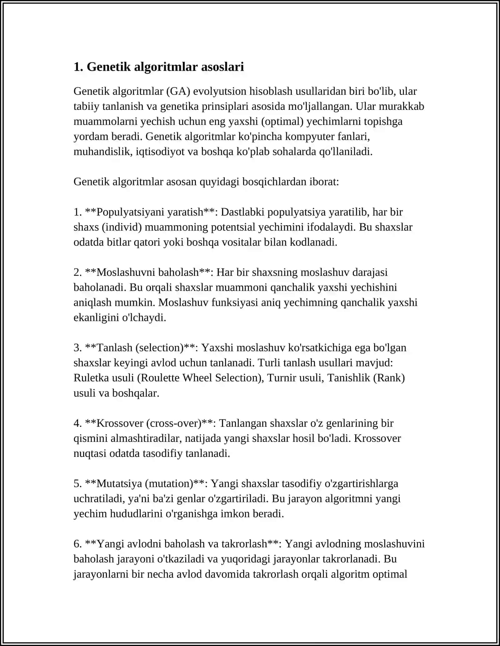 GENETIK ALGORITMLAR VA UNI AMALIYOTGA TATBIQI 3