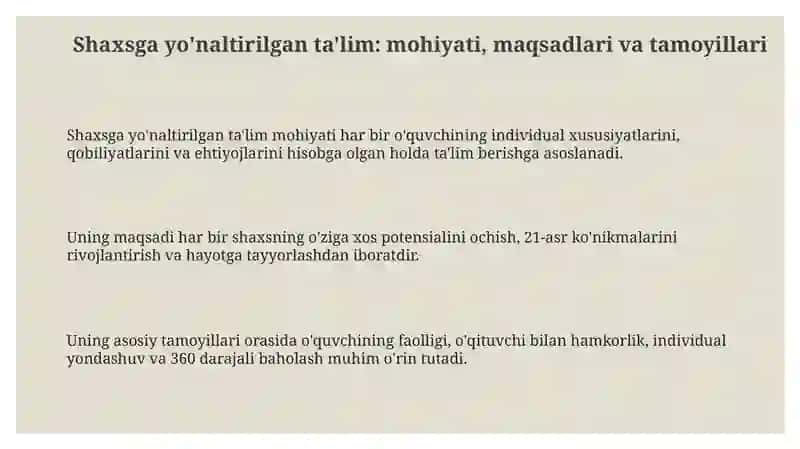 Shaxsga yo'naltirilgan ta'lim: afzalliklari va kamchiliklari 3