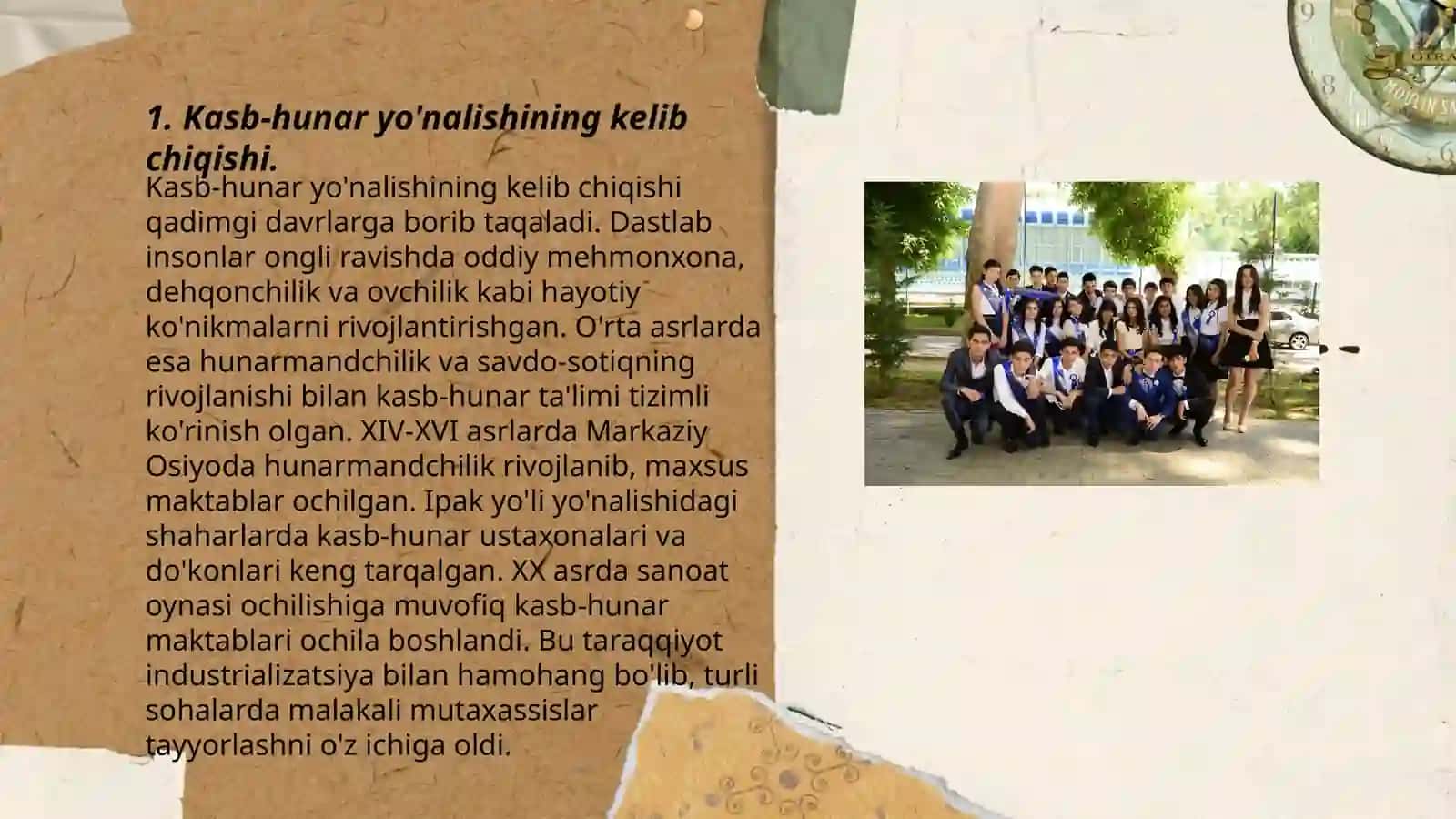 Kasb-hunar yo'llash uning tarixiy taraqqiyoti 3