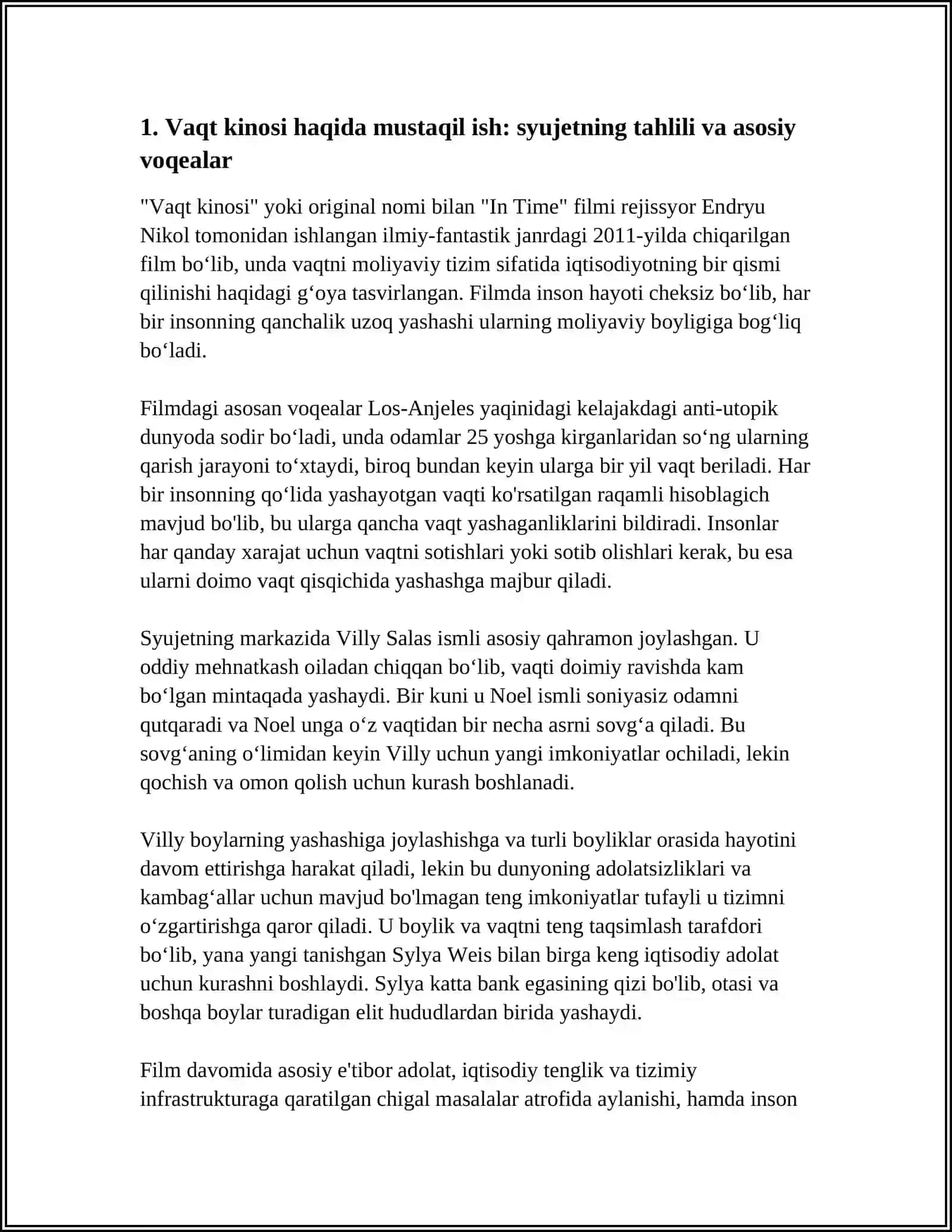 Vaqt kinosi haqida mustaqil ish 3