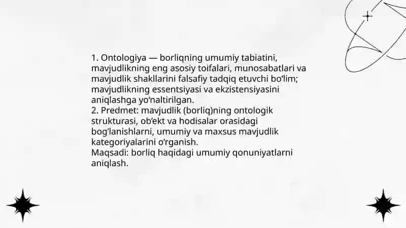 Ontologiya – Borliq Falsafasi 3