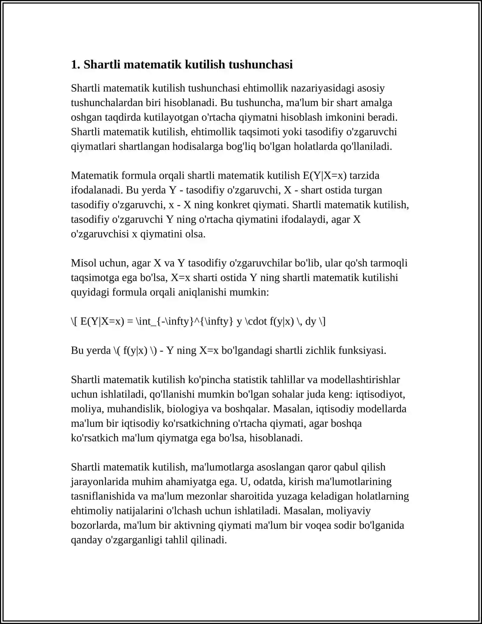 SHARTLI MATEMATIK KUTILISHI VA UNING XOSSALARI 3