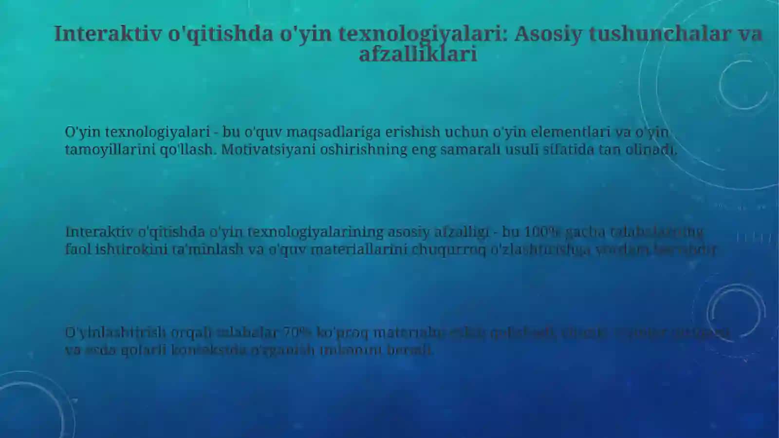 O'yin texnologiyalari 3