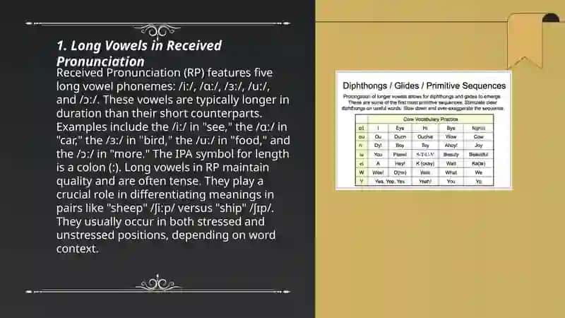 Long vowels, diphthongs and triphthongs. Principal types of English pronunciation 3