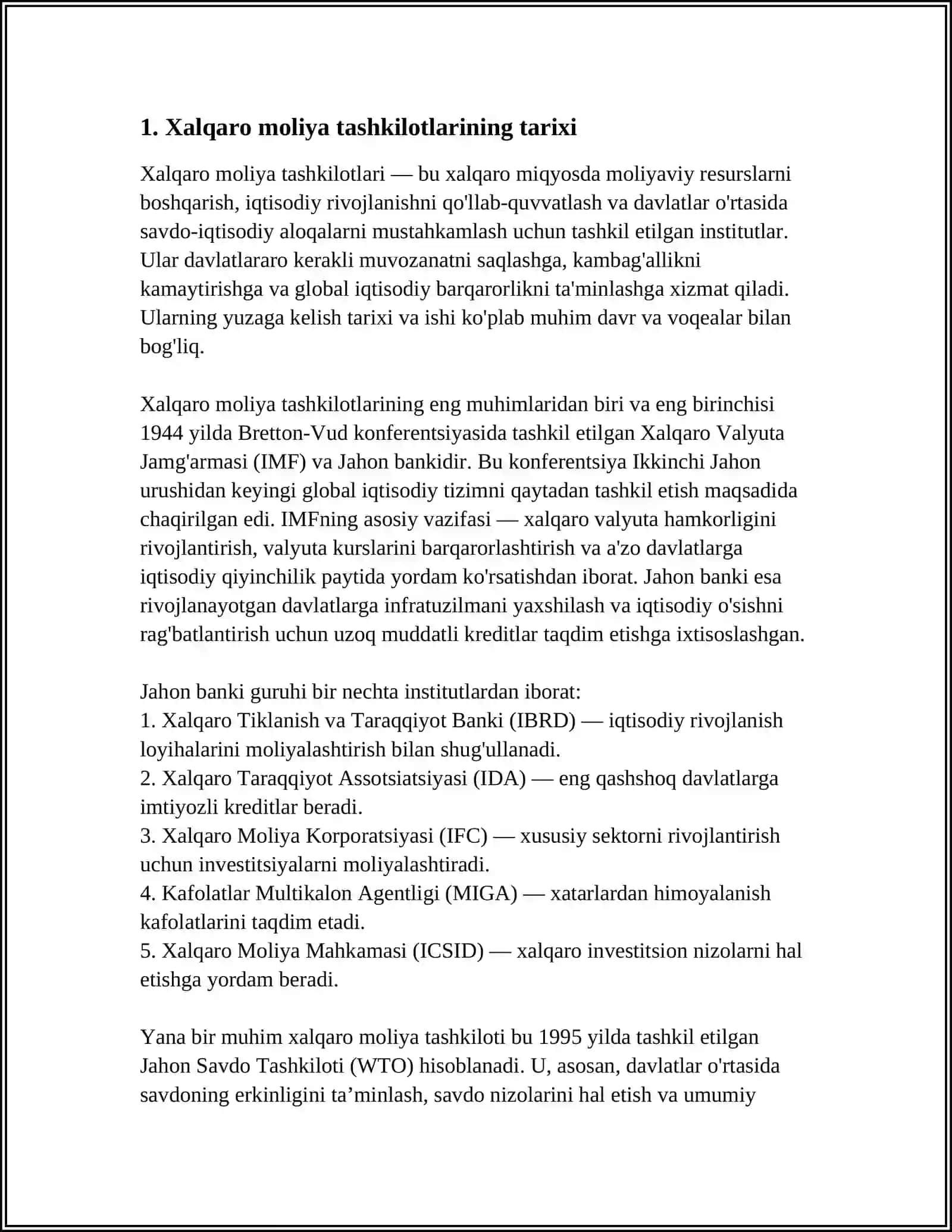 Xalqaro Moliya Tashkilotlari 3