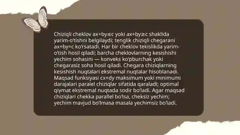 Chiziqli programmalashtirish masalalarining geometrik talqini 3