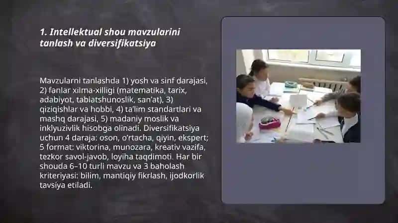 Intellektual shou mavzulari 3