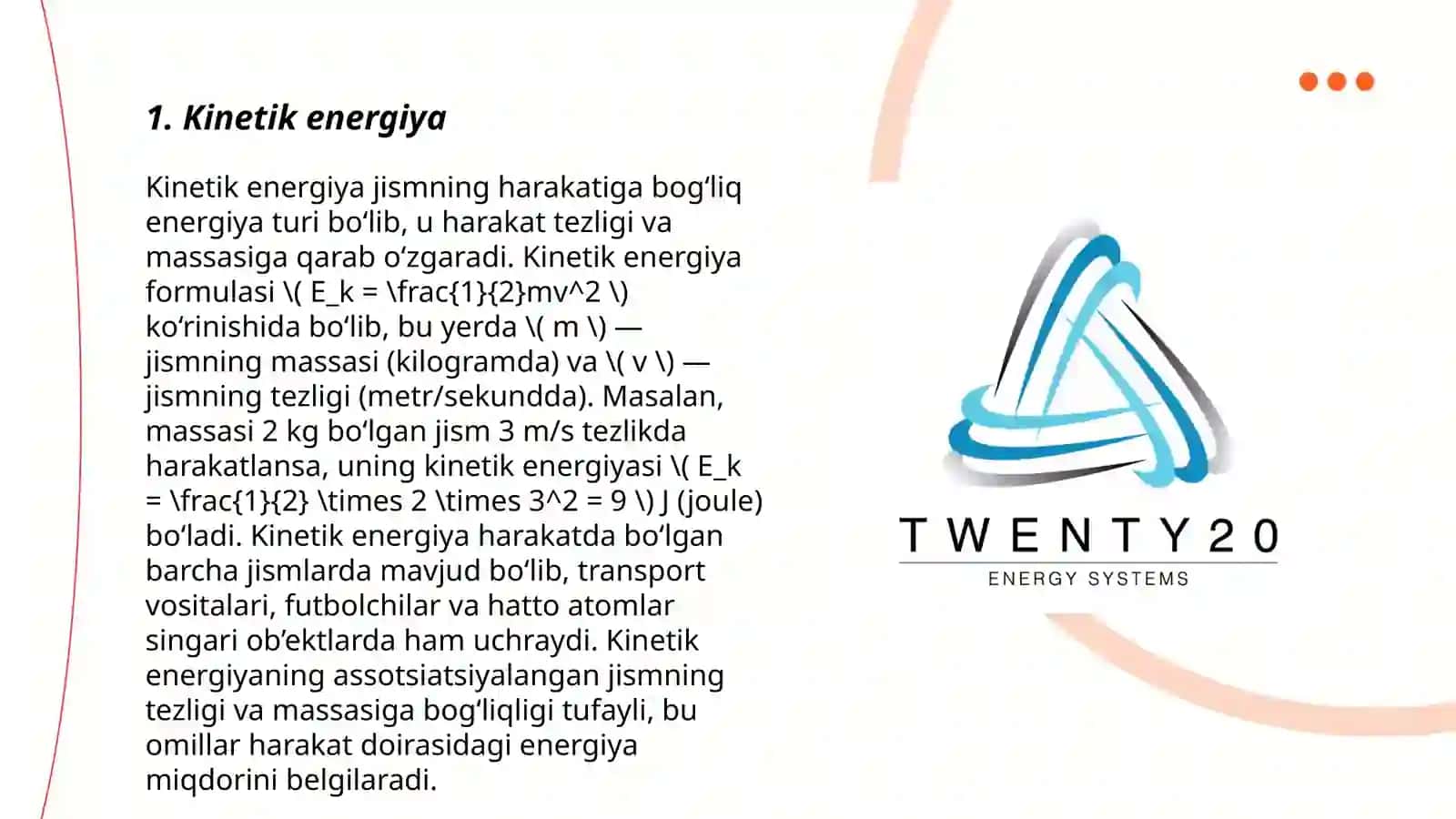 Moddiy nuqta dinamikasi.Ish va energiya 3