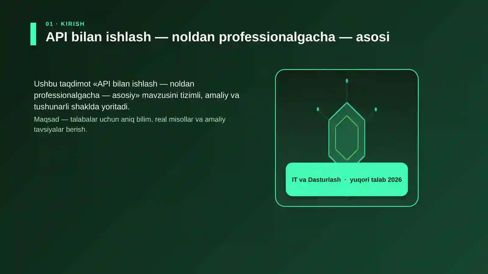 API bilan ishlash — noldan professionalgacha — asosiy 3