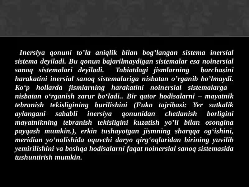 Noinersial sanoq sistemalari 3