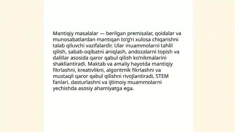 Mantiqiy masalalar va ularni yechish usullarini o'rgatish 3