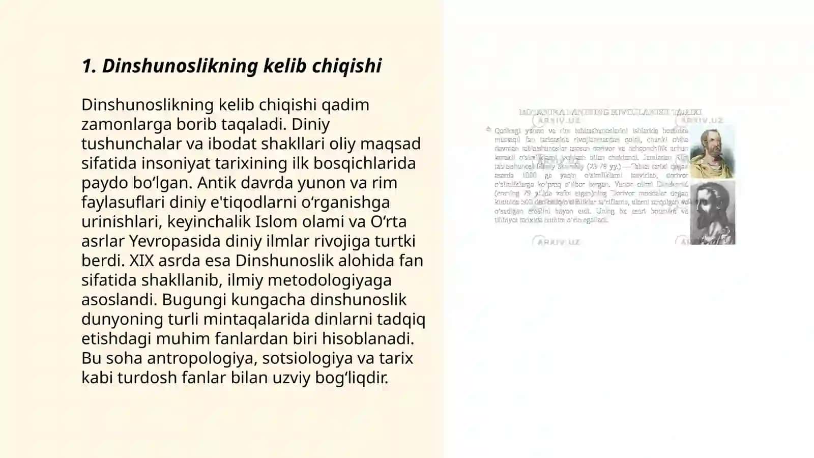 Dinshunoslik faniga kirish 3