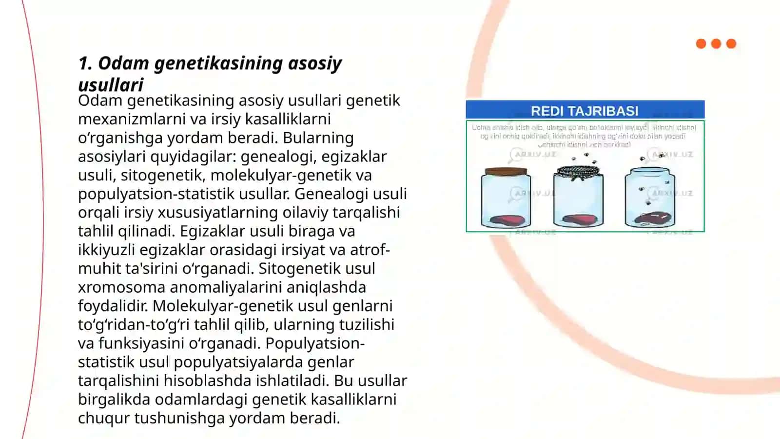 Odam genetikasining o'rganish usullari 3