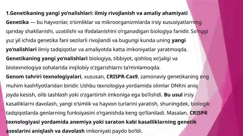 Genetikaning yangi yo'nalishlari 3
