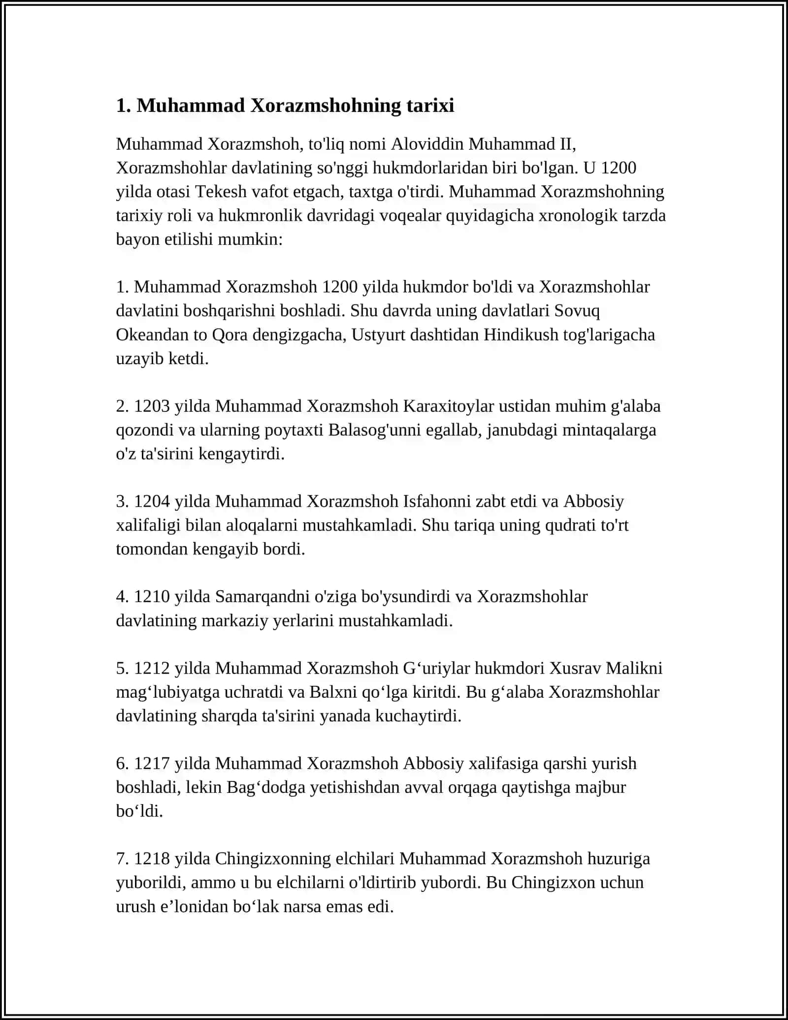 MUHAMMAD XORAZMSHOH SHAHSIYATI 3