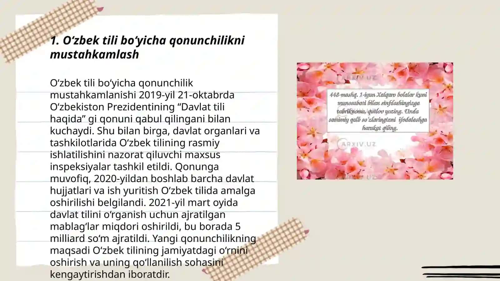 O'zbek tilini davlat tili sifatidagi nufuzini oshirish 3
