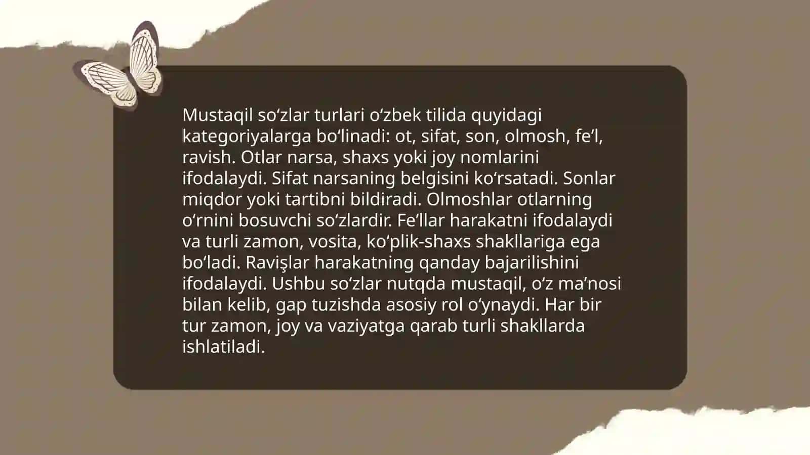 Shevalarda qoʻllanuvchi mustaqil va yordamchi soʻzlar 3