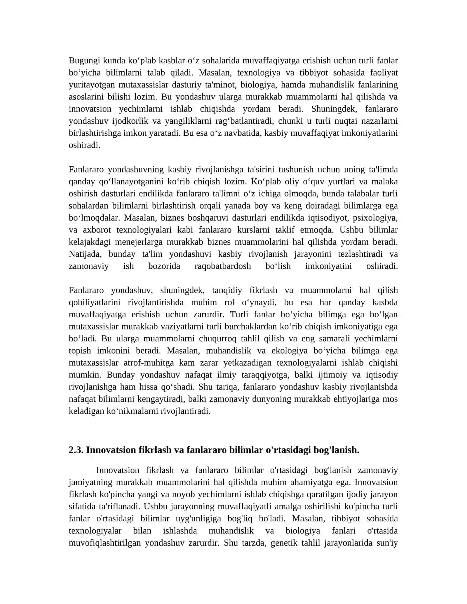 Fanlararo bilimlar va kasbiy rivojlanishdagi o'rni 3