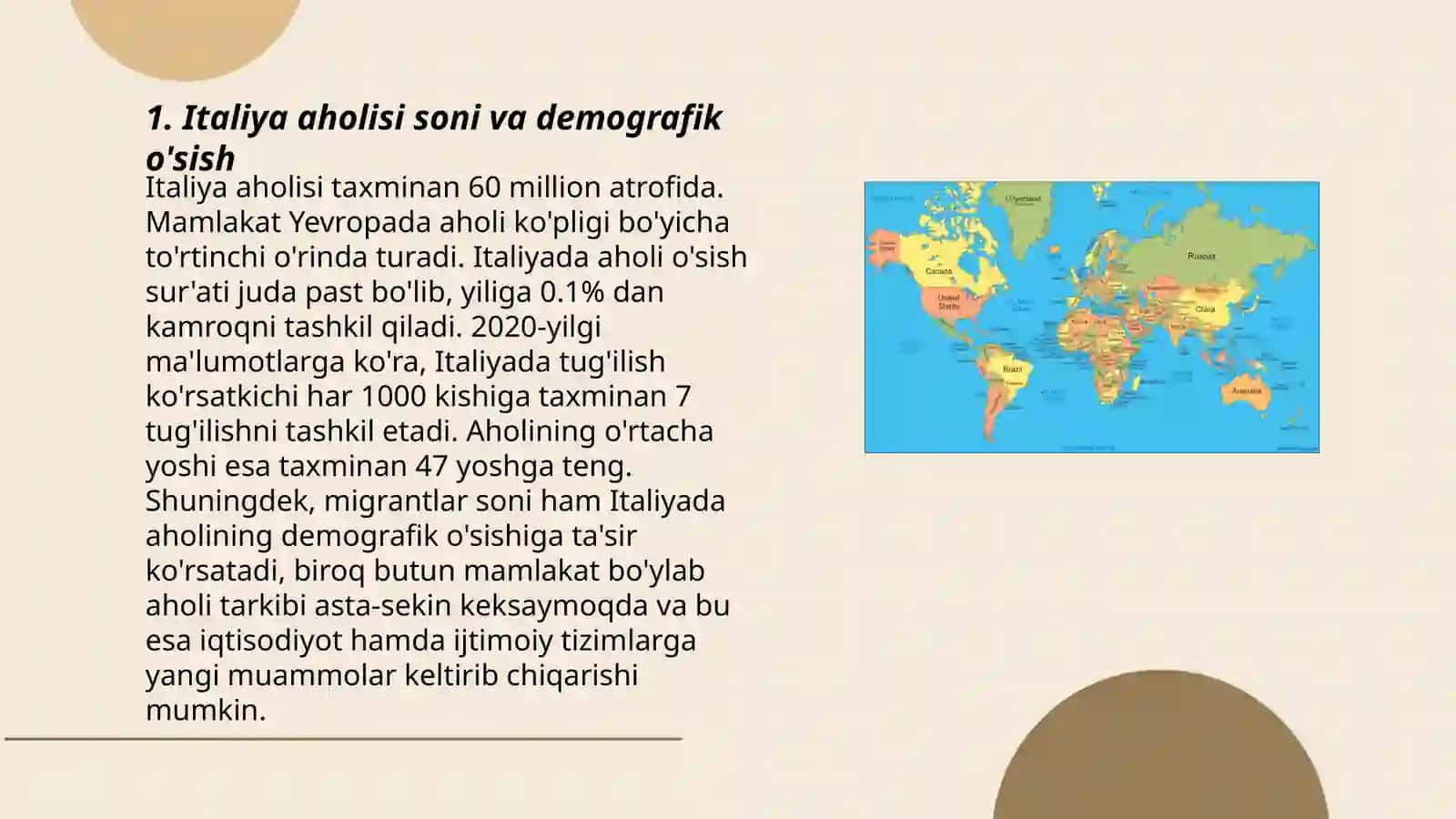 Italiya aholisi va uning hududiy joylashuvi 3