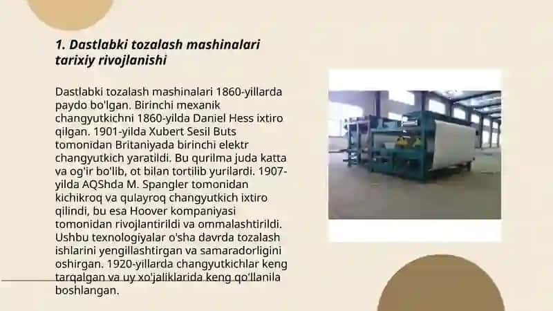 Dastlabki tozalash mashinalarning qiyosiy tahlili ta'minlash 3