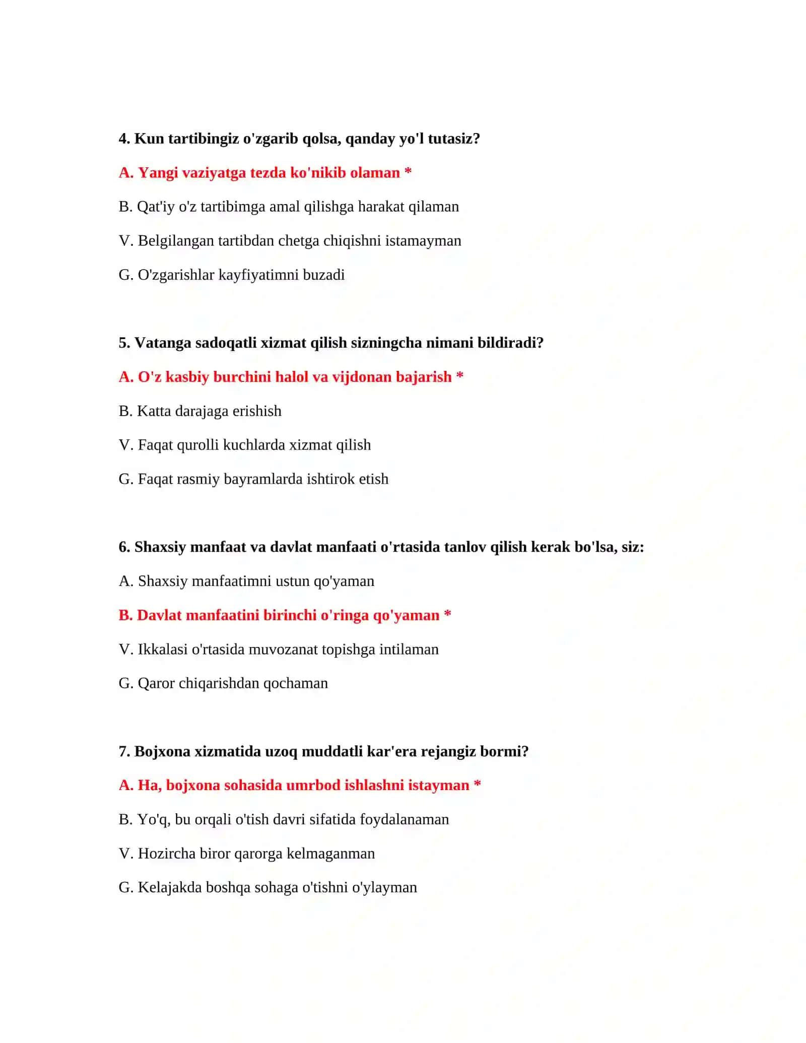 Bojxona deklaratsiyasi test savollari 3